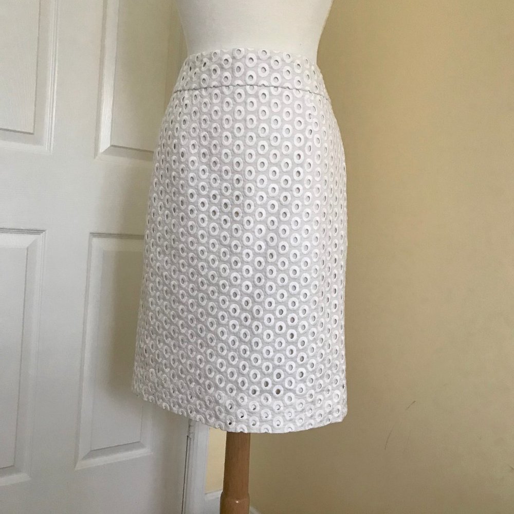 White Eyelet Pencil Skirt